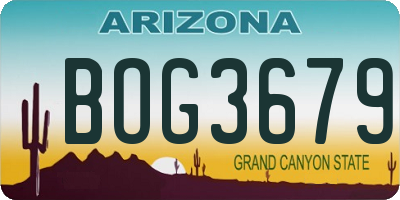 AZ license plate BOG3679