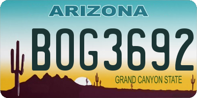 AZ license plate BOG3692