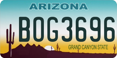 AZ license plate BOG3696