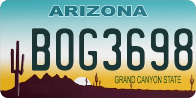 AZ license plate BOG3698