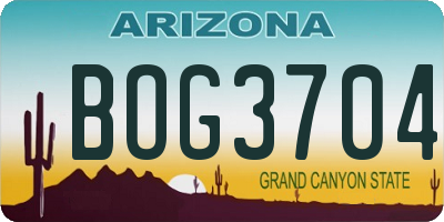 AZ license plate BOG3704