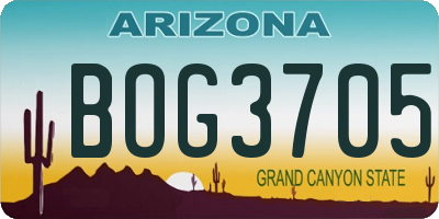 AZ license plate BOG3705