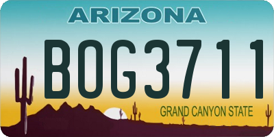 AZ license plate BOG3711