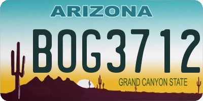 AZ license plate BOG3712
