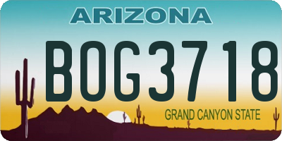 AZ license plate BOG3718
