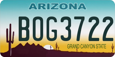 AZ license plate BOG3722
