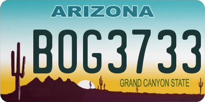 AZ license plate BOG3733
