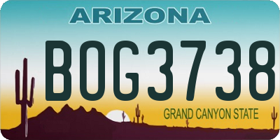 AZ license plate BOG3738