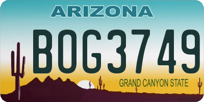 AZ license plate BOG3749