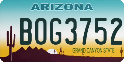 AZ license plate BOG3752