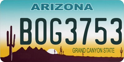 AZ license plate BOG3753