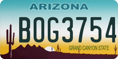 AZ license plate BOG3754