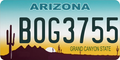 AZ license plate BOG3755
