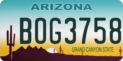 AZ license plate BOG3758