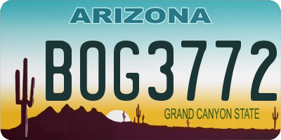 AZ license plate BOG3772
