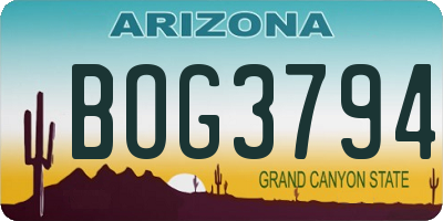 AZ license plate BOG3794