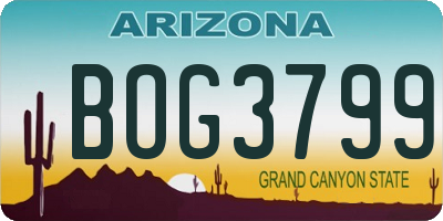 AZ license plate BOG3799