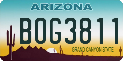 AZ license plate BOG3811