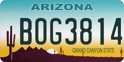AZ license plate BOG3814