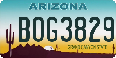AZ license plate BOG3829