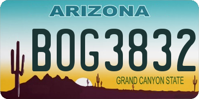 AZ license plate BOG3832