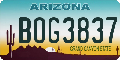 AZ license plate BOG3837