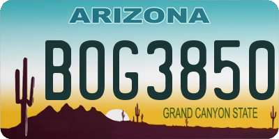 AZ license plate BOG3850