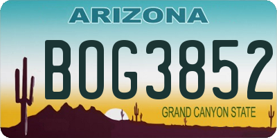 AZ license plate BOG3852