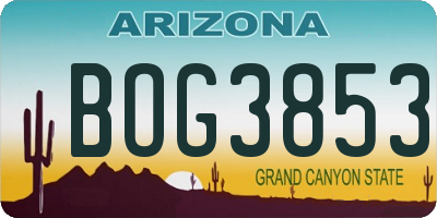 AZ license plate BOG3853