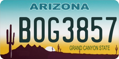 AZ license plate BOG3857