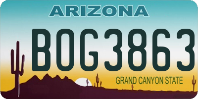 AZ license plate BOG3863