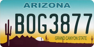 AZ license plate BOG3877