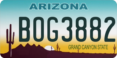 AZ license plate BOG3882
