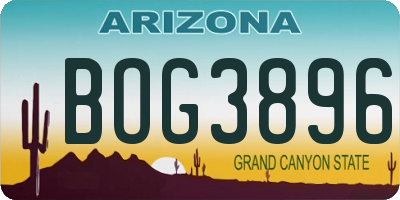 AZ license plate BOG3896