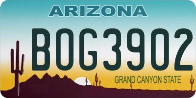 AZ license plate BOG3902