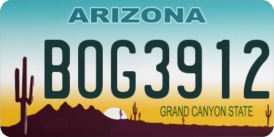 AZ license plate BOG3912