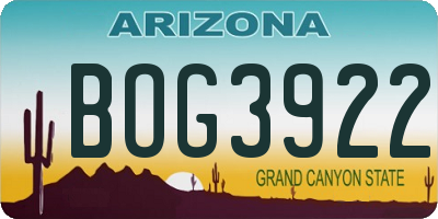 AZ license plate BOG3922