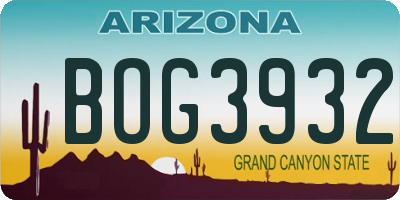 AZ license plate BOG3932