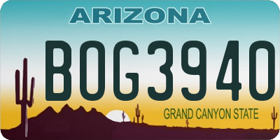 AZ license plate BOG3940