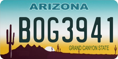 AZ license plate BOG3941