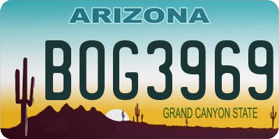 AZ license plate BOG3969