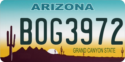 AZ license plate BOG3972