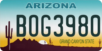 AZ license plate BOG3980