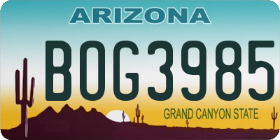 AZ license plate BOG3985