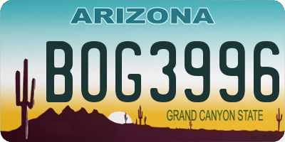 AZ license plate BOG3996