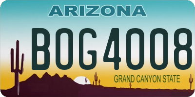 AZ license plate BOG4008