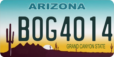 AZ license plate BOG4014