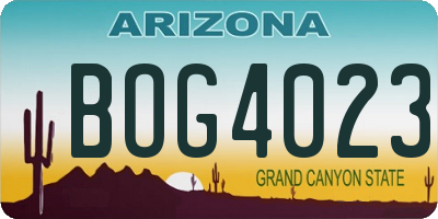 AZ license plate BOG4023