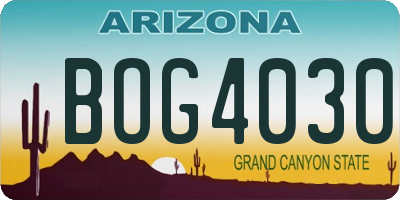 AZ license plate BOG4030