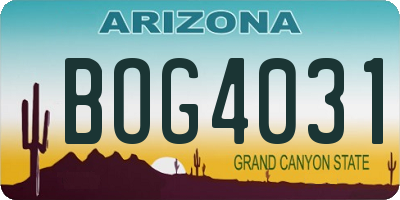 AZ license plate BOG4031